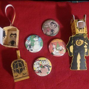 Handmade Anime Manga Videogame Cartoon Bendy Batim Button Pins Paper Ornaments!
